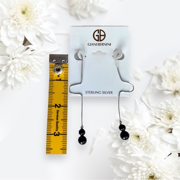 🆕 Giani Bernini Sterling Silver & Onyx “Metal Tower” Thread Earrings - Picture 6 of 7